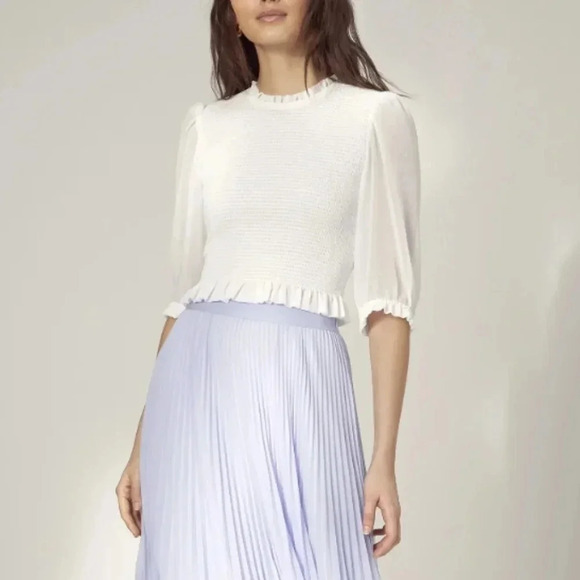 Aritzia White Tempest Blouse Long Sleeves XXS Sheer - Picture 2 of 9